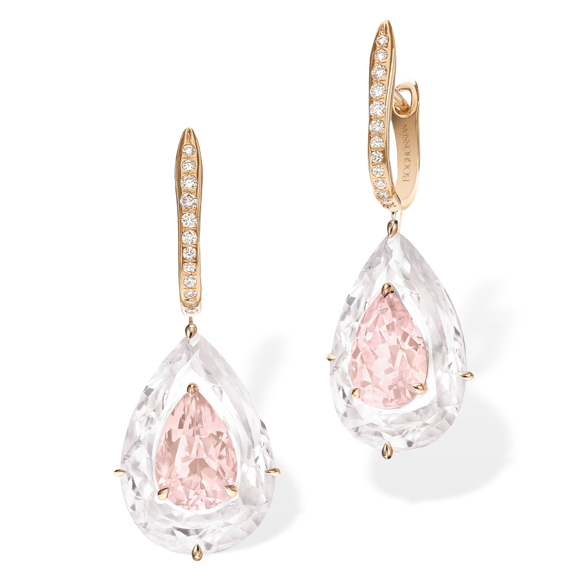 Shine - Morganite and Rock Crystal Large Earrings