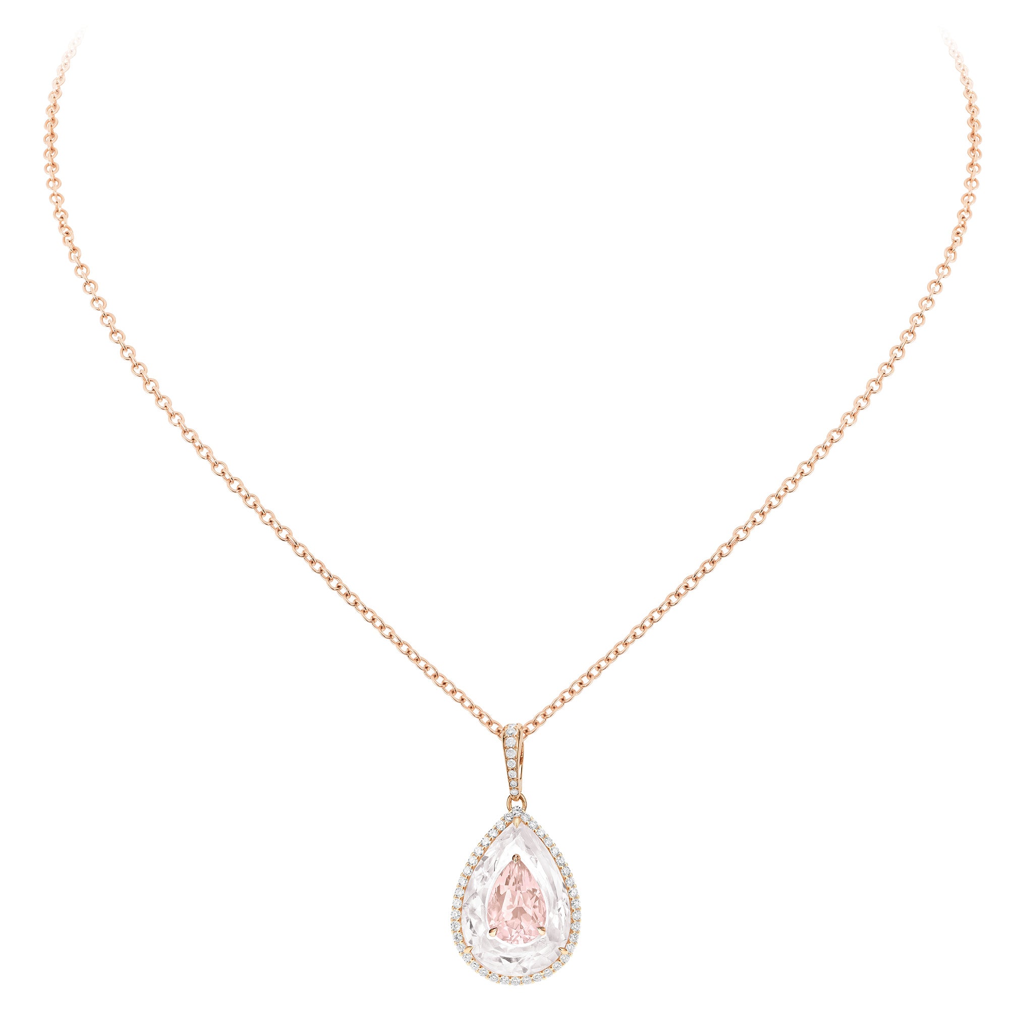 9ct Rose Gold 7mm Morganite Solitaire Pear Shape Pendant | Buy Online |  Free Insured UK Delivery