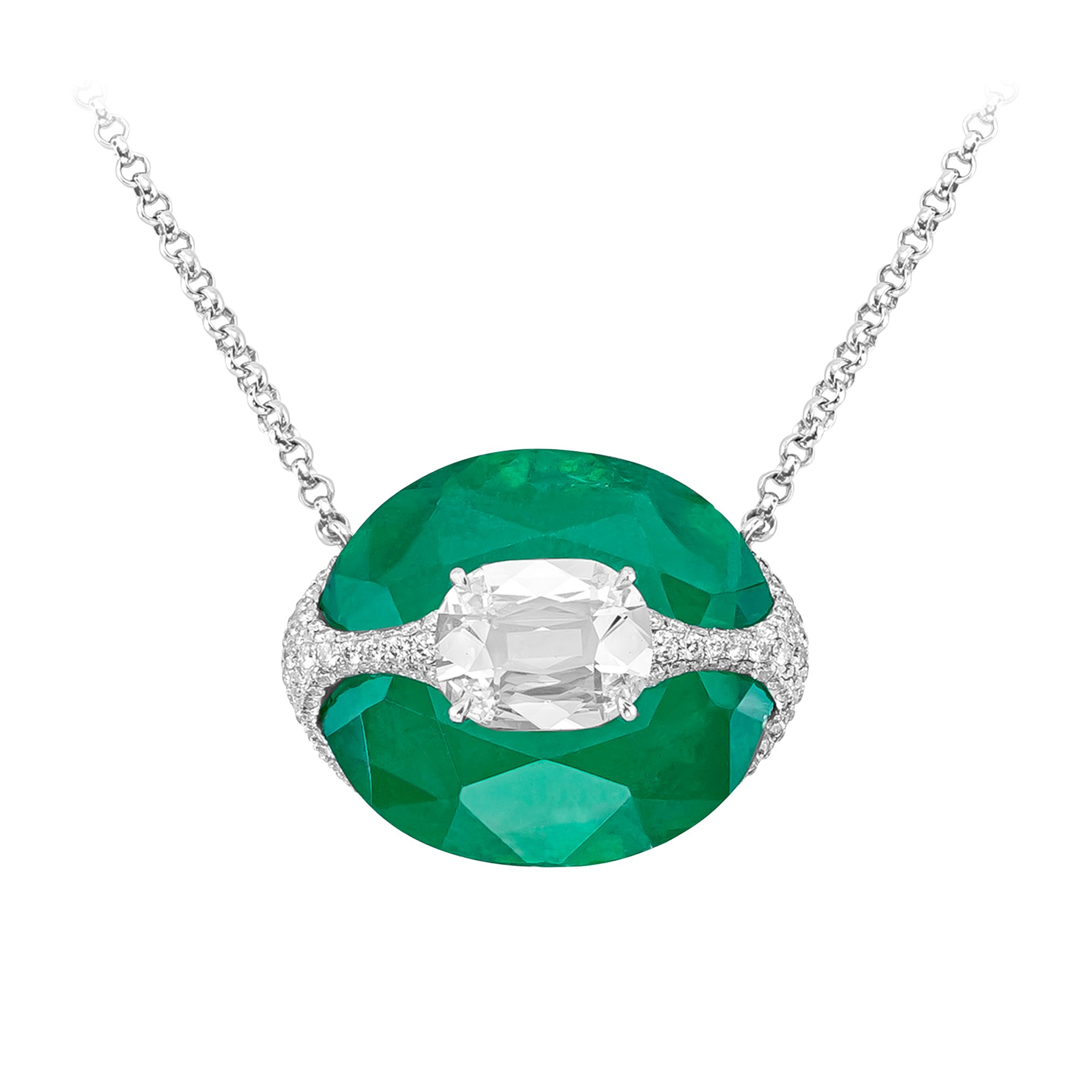 Kissing - Diamond and Emerald necklace