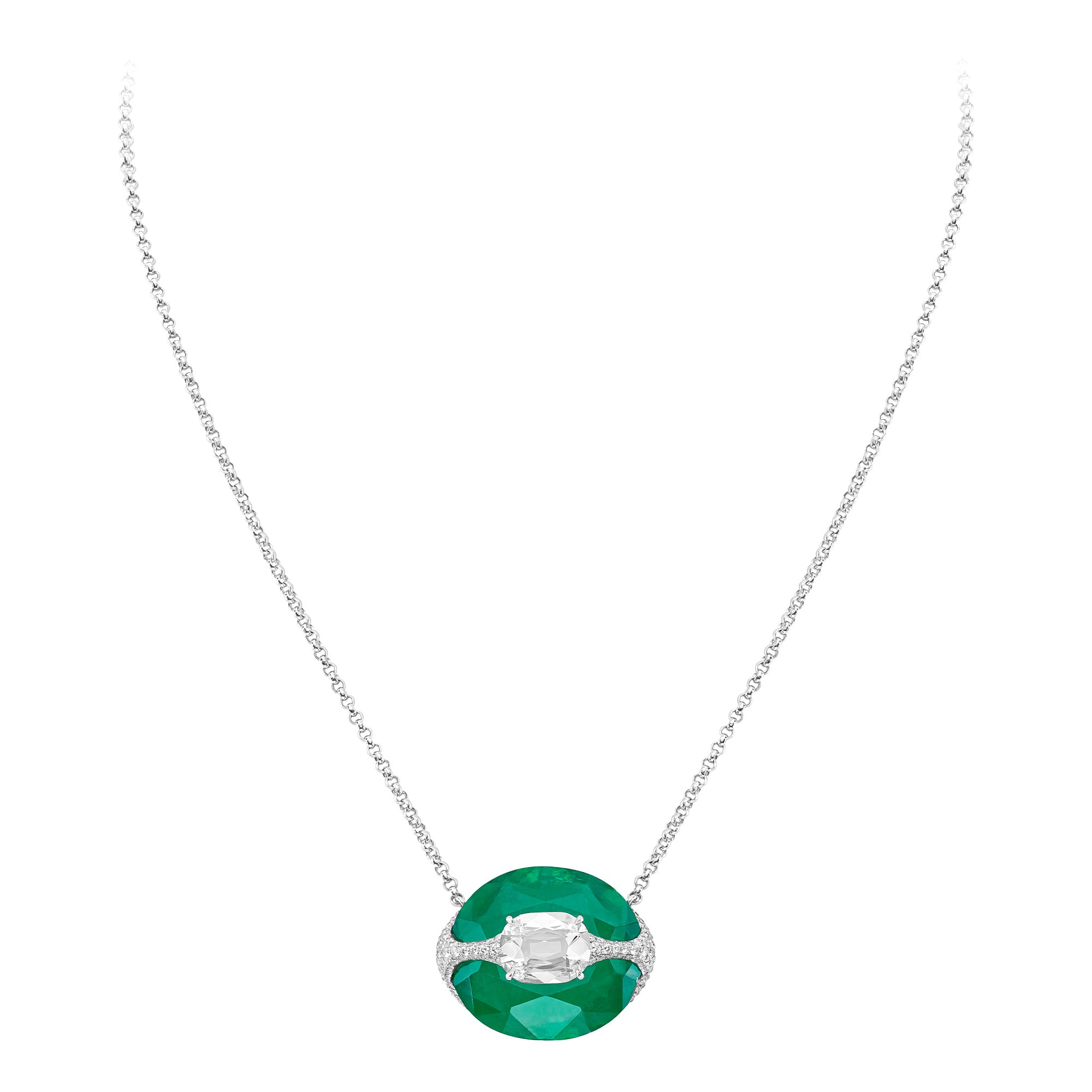 Kissing - Diamond and Emerald necklace