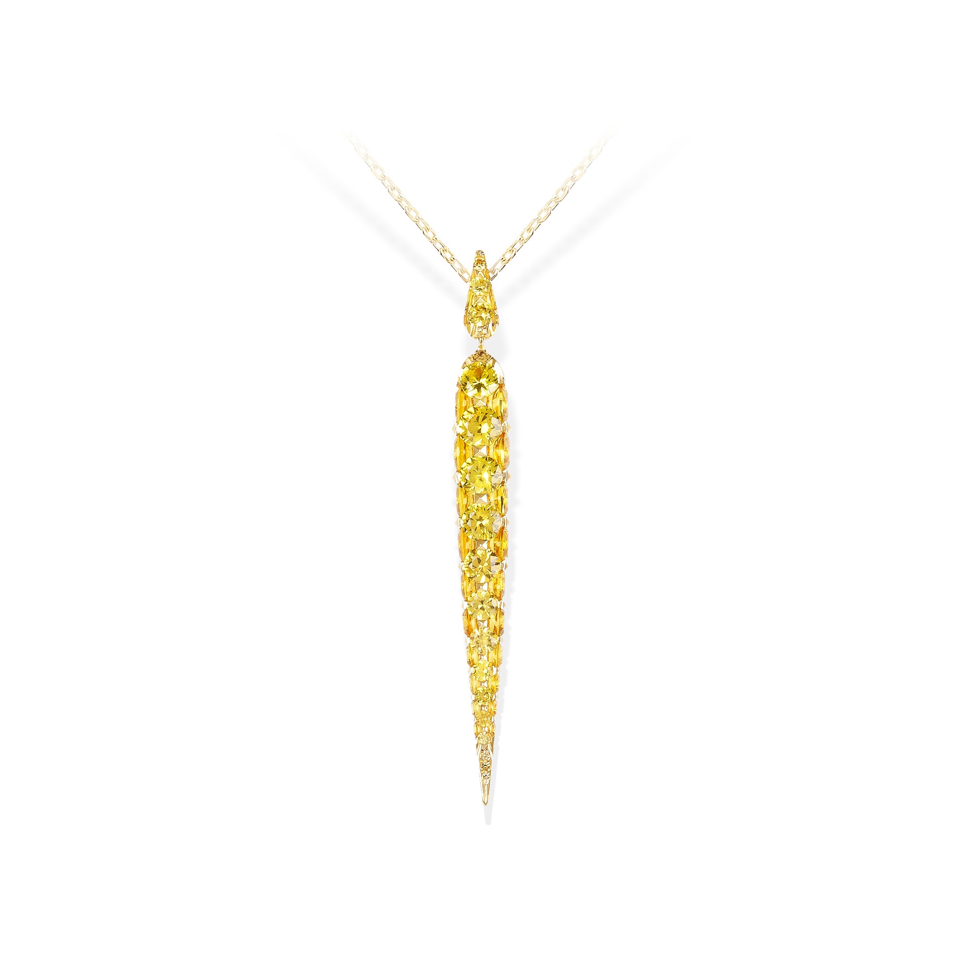 Merveilles Icicle - Yellow Sapphire Pendant - Medium