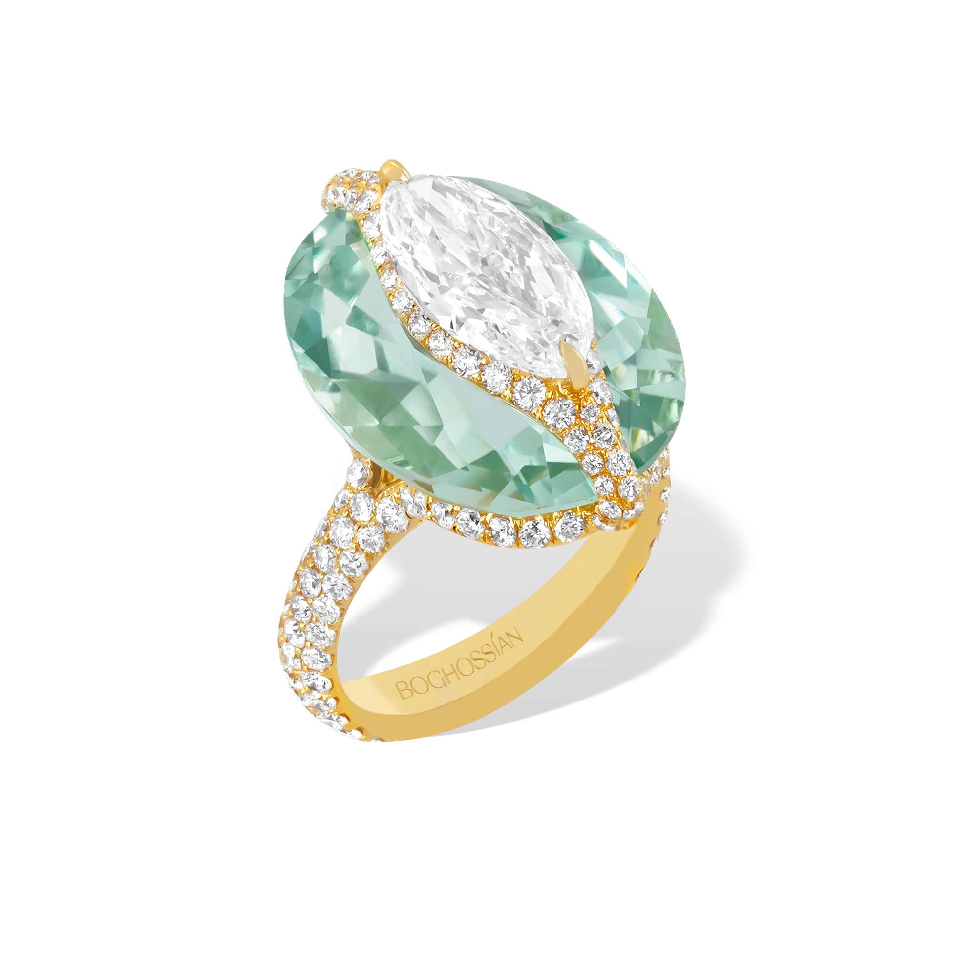 Kissing - Diamond and Green Tourmaline Ring