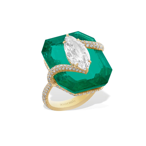 Kissing - Diamond and Emerald Ring